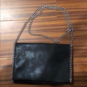 Black & silver crossbody chain purse